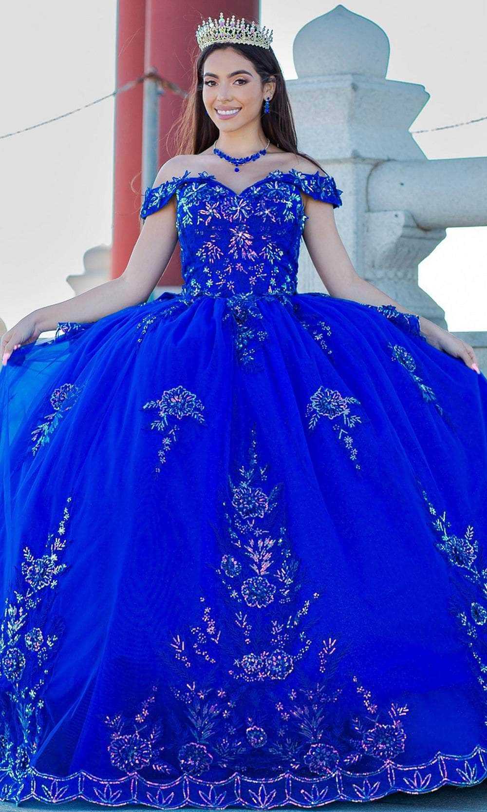 Cinderella Couture, Cinderella Couture 8100J - Beaded Applique Off-Shoulder Ballgown
