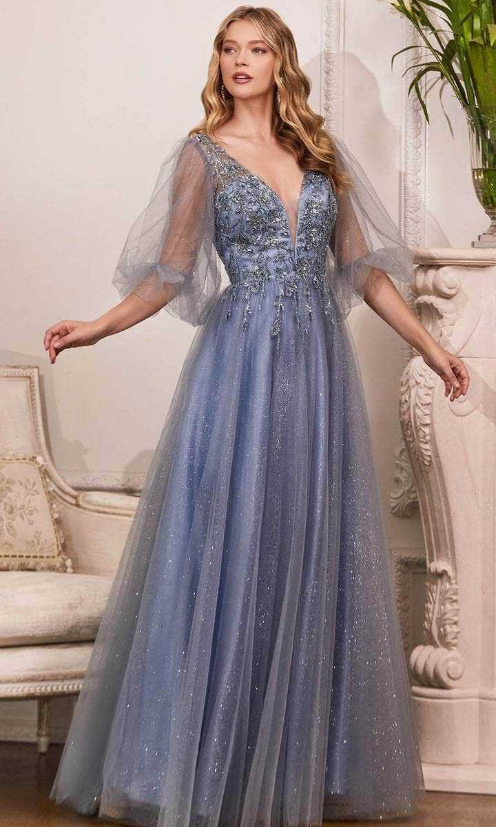 Cinderella Divine, Cinderella Divine - Sheer Bishop Sleeve Evening Dress CD0182