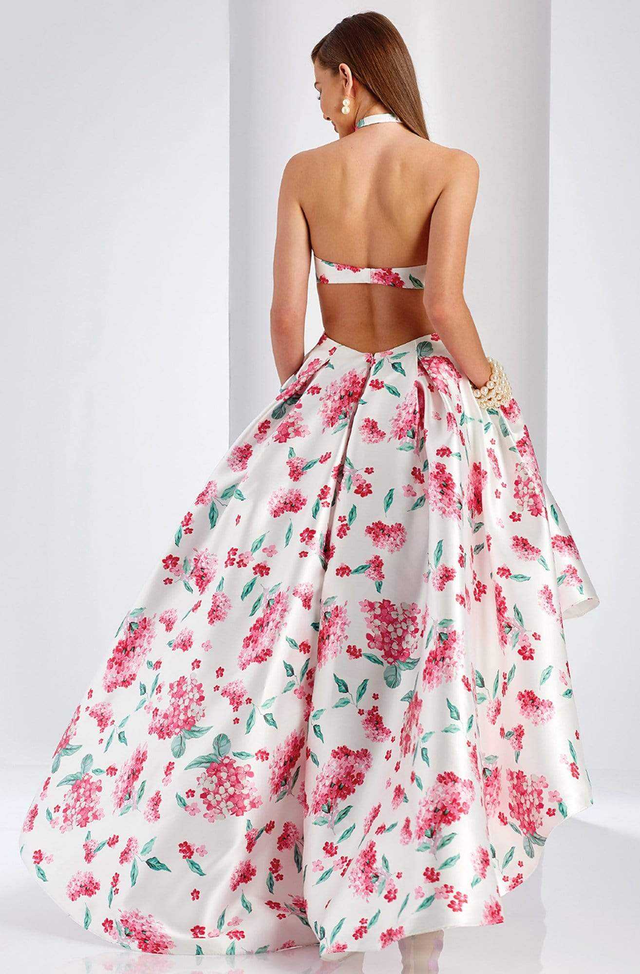 Clarisse, Clarisse Prom - 3563 Strapless Floral High Low Prom Dress