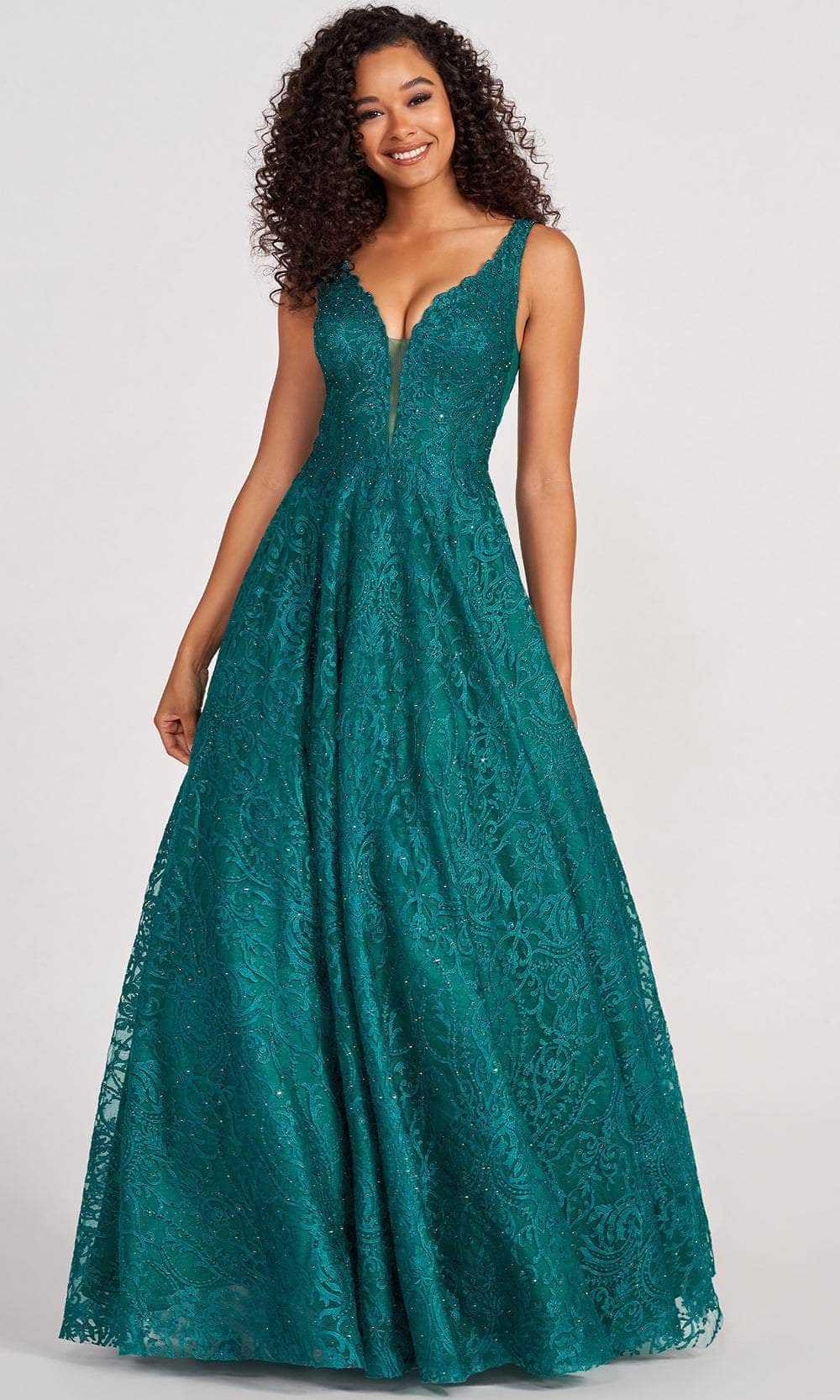 Colette By Daphne, Colette By Daphne CL2029 - Lace Embroidered A-Line Prom Gown