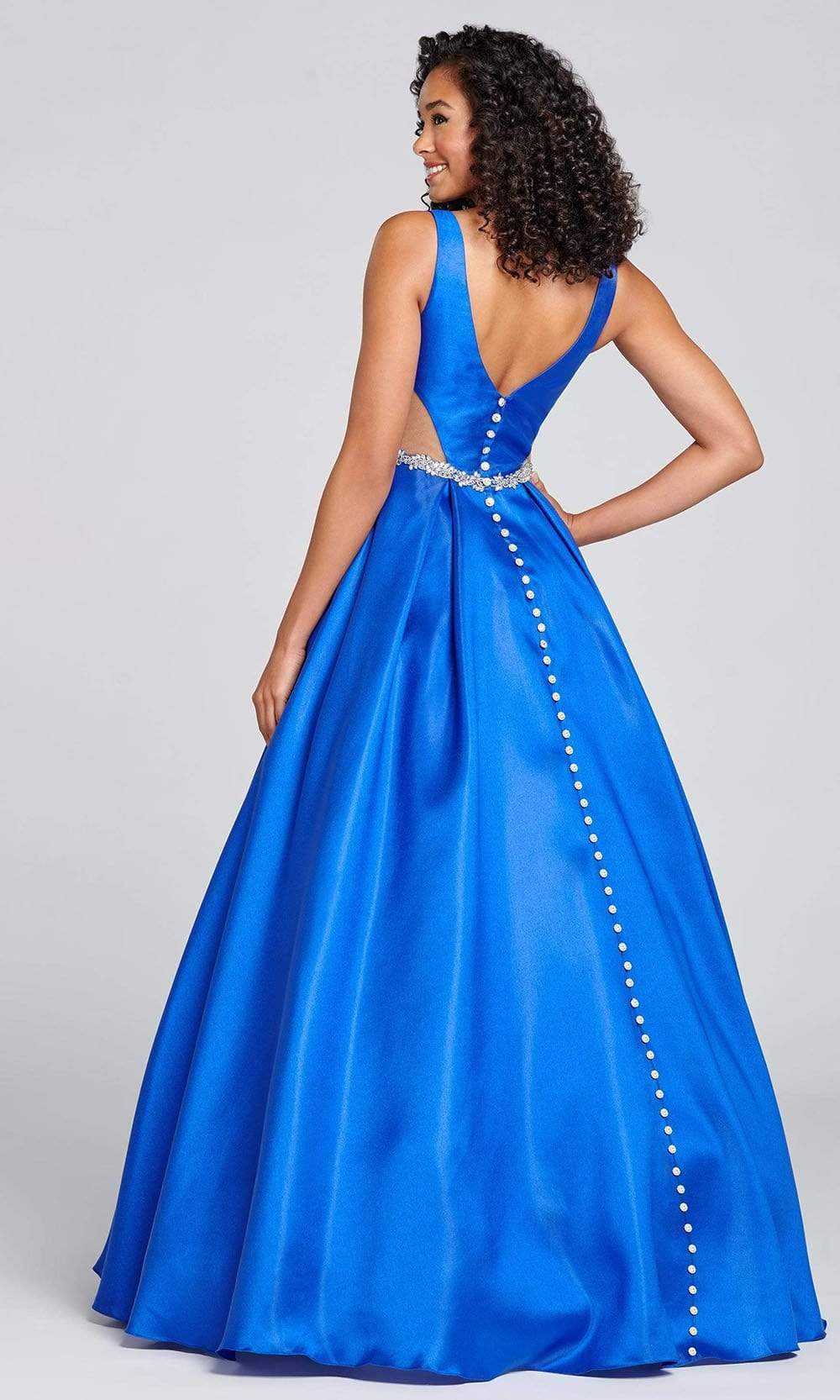 Colette for Mon Cheri, Colette for Mon Cheri - CL12131 Sleek Bejeweled Waist Modest Prom A-Line Gown