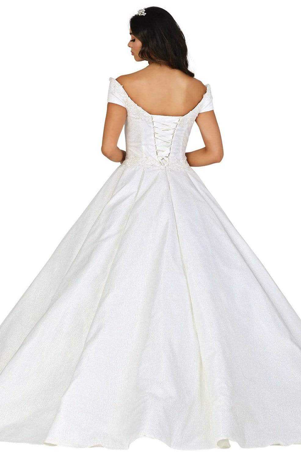 Dancing Queen, Dancing Queen - 107 Off-Shoulder Pleated Wedding Ballgown
