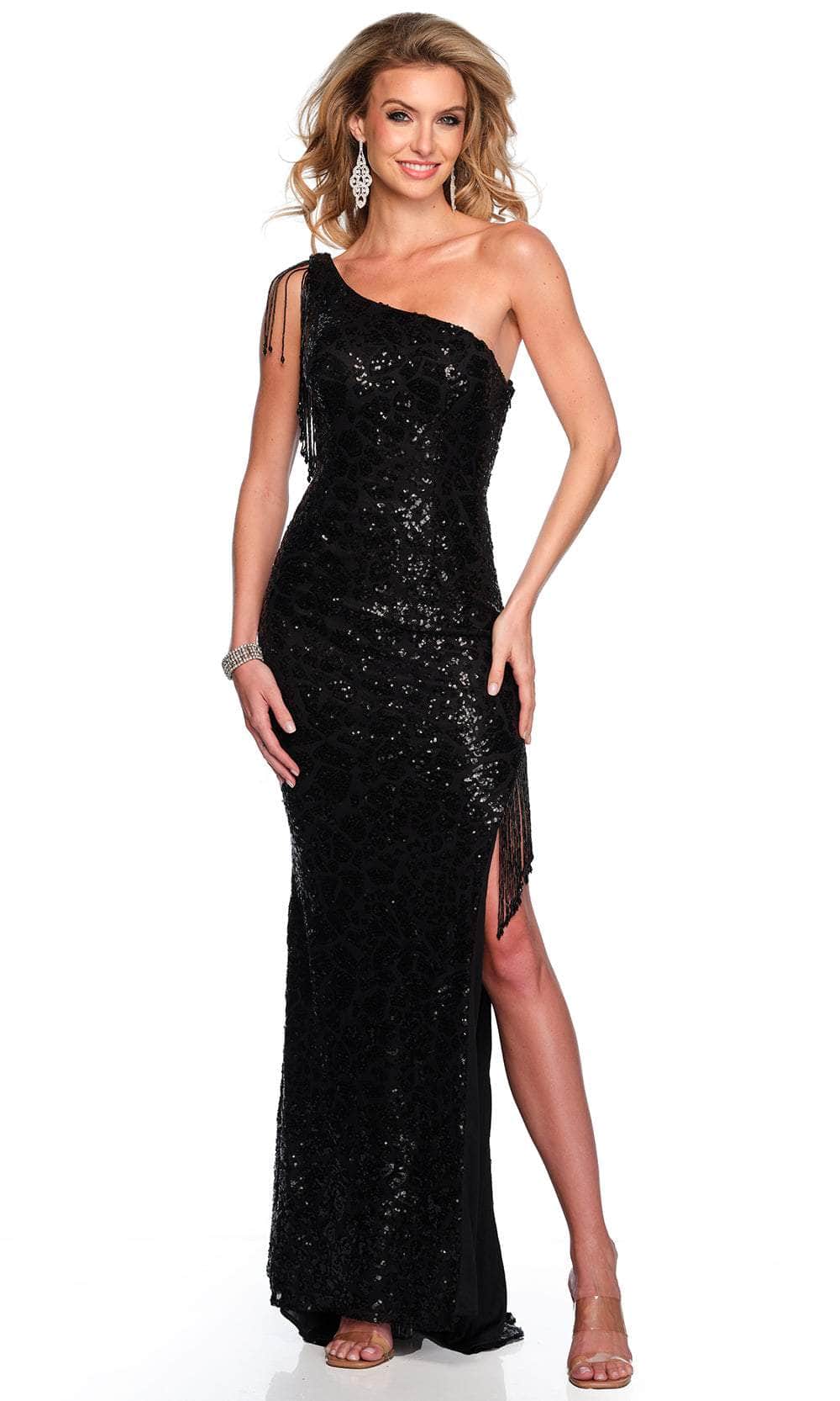 Dave & Johnny, Dave & Johnny 11433 - Sequin Asymmetrical Neck Evening Gown