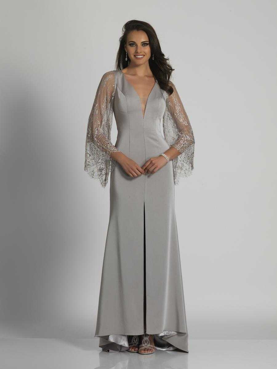 Dave & Johnny, Dave & Johnny V-Neck Flutter Lace Sleeves Evening Gown A6095
