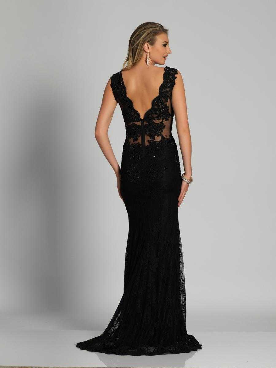 Dave & Johnny, Dave & Johnny V-neck Fitted Lace Gown A6526 - 2 pc Black In Sizes 4 & 6 Available