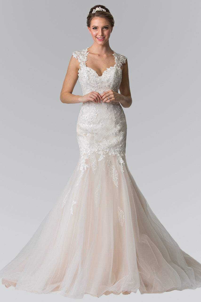 Elizabeth K Bridal, Elizabeth K Bridal - GL2367 Beaded Lace Sweetheart Organza Mermaid Wedding Gown