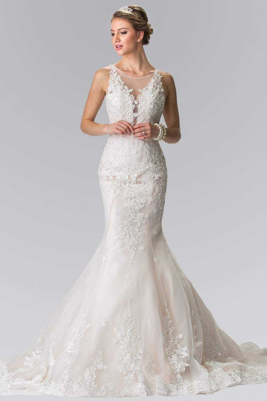 Elizabeth K Bridal, Elizabeth K Bridal - GL2369 Lace Illusion Scoop Mermaid Bridal Gown